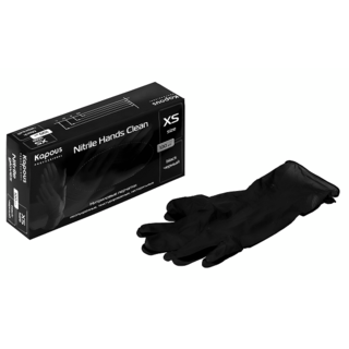Нитриловые перчатки черные XS 100шт неопудренные, текстурированные, нестерильные KAPOUS