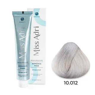 10,012 плат.блонд прозр.перл-пепель крем-краска Miss Adri Brazilian Elixir Ammonia free 100мл