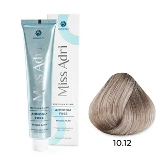 10,12 платиновый блонд пепельный перлам. крем-краска Miss Adri Brazilian Elixir Ammonia free 100мл