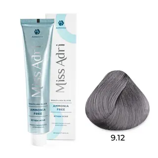 9,12 очень светлый блонд пепельный перлам крем-краска Miss Adri Brazilian Elixir Ammonia free 100мл