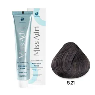 8,21 светлый блонд фиолетовый пепельный крем-краска Miss Adri Brazilian Elixir Ammonia free 100мл
