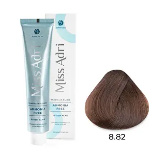 8,82 светлый коричневый фиолетовый блонд крем-краска Miss Adri Brazilian Elixir Ammonia free 100мл